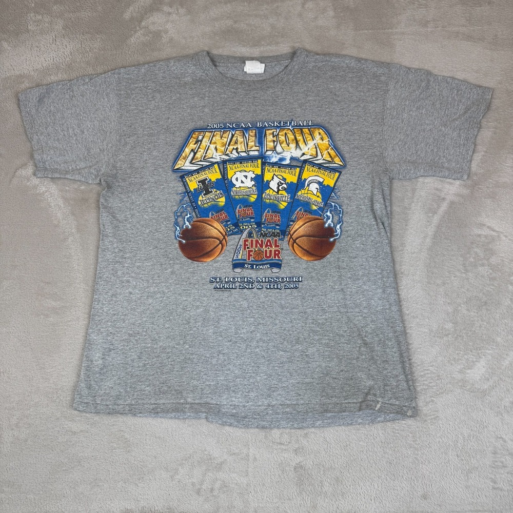 VTG CSA 2025 NCAA Final Hour St. Louis Missouri Shirt Mens L Gray Preowned Stain